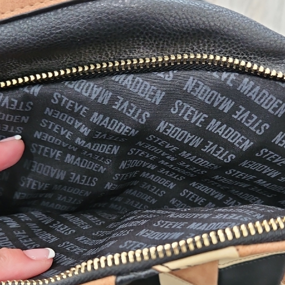 Steve Madden Leather Black and Tan Women's Backpack - Picture 2 of 12